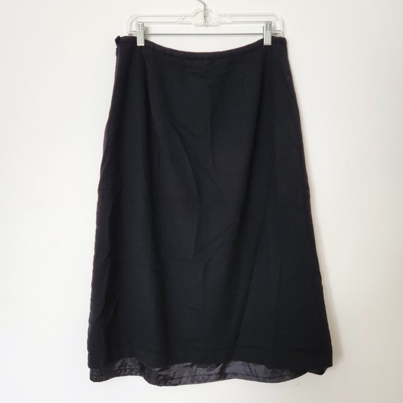 Vintage 90s Pendleton Black Floral Embroidered Midi Skirt Wool Cottage Size 14 - Picture 2 of 11